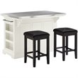 Crosley Furniture Julia Metal/Wood Kitchen Island with Square Stools in White