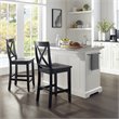 Crosley Furniture Julia Metal/Wood Kitchen Island with X Back Stools in White