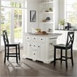 Crosley Furniture Julia Metal/Wood Kitchen Island with X Back Stools in White
