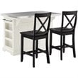 Crosley Furniture Julia Metal/Wood Kitchen Island with X Back Stools in White