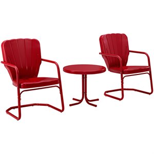 crosley ridgeland metal patio chair in red (set of 2)