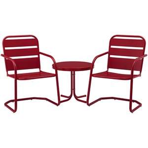 crosley brighton metal patio chair in red (set of 2)