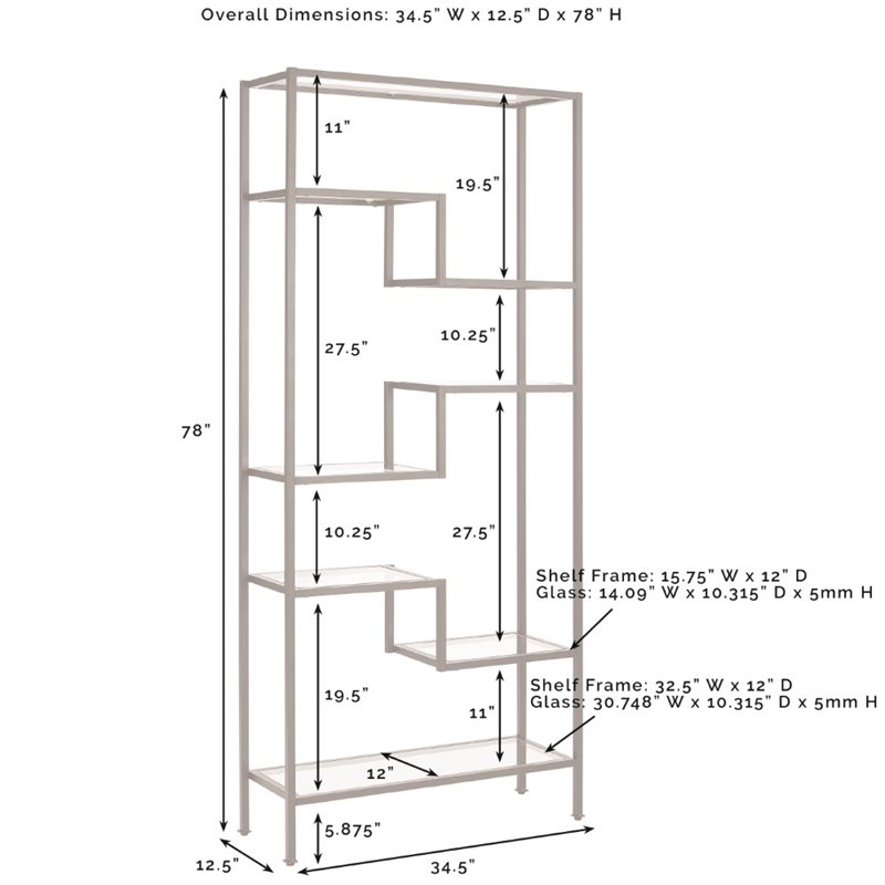 Crosley Furniture Sloane Metal & Glass Etagere in Matte Black