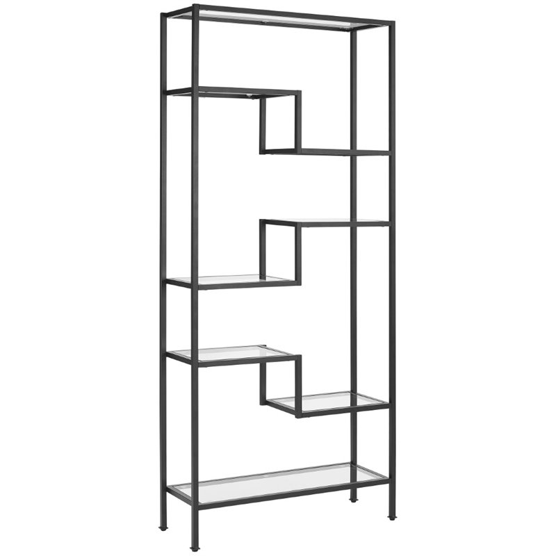 Crosley Furniture Sloane Metal & Glass Etagere in Matte Black
