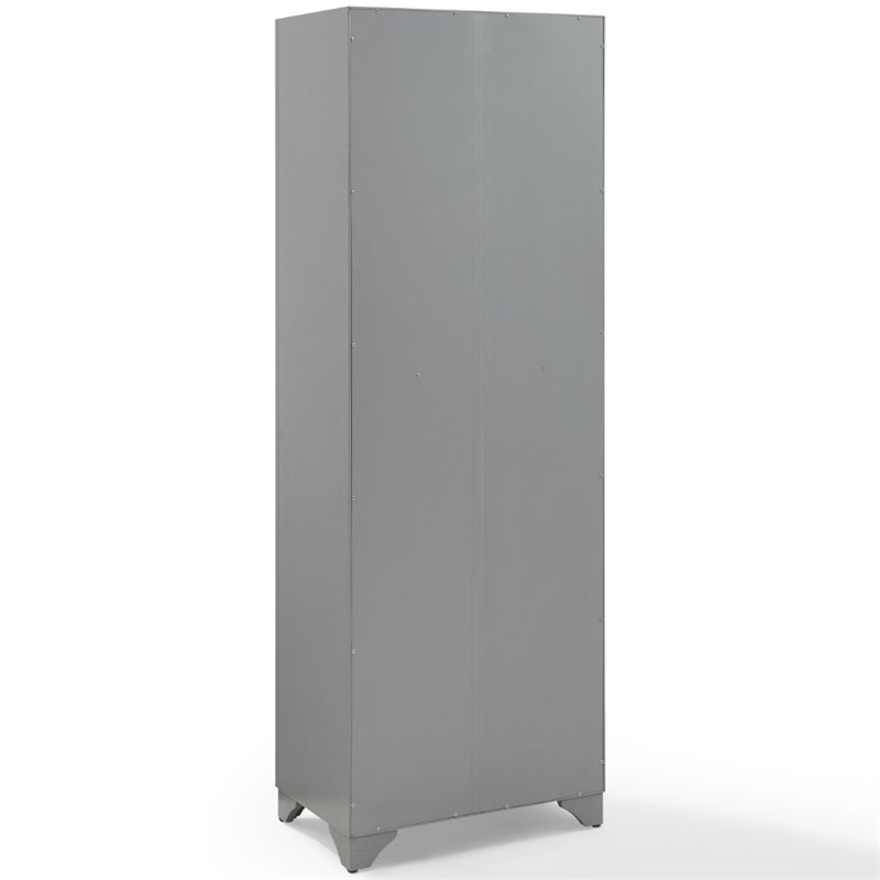 Crosley Furniture Tara Wood 4 Door Pantry in Distressed Gray/Black