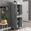 Crosley Furniture Tara Wood 4 Door Pantry in Distressed Gray/Black