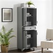 Crosley Furniture Tara Wood 4 Door Pantry in Distressed Gray/Black