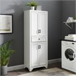 Crosley Furniture Tara Wood 4 Door Pantry in Distressed White/Black