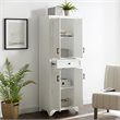 Crosley Furniture Tara Wood 4 Door Pantry in Distressed White/Black