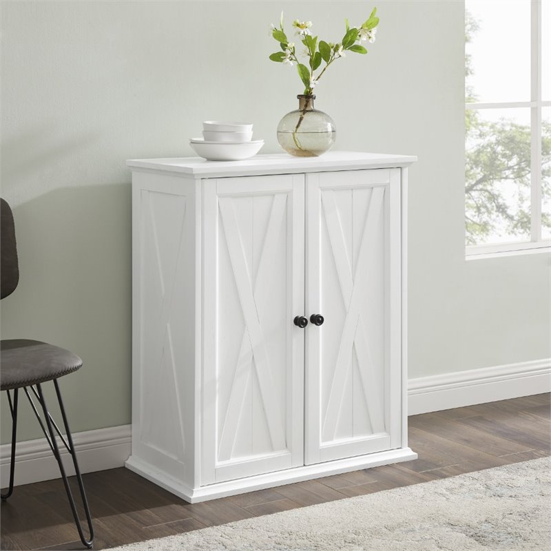 Crosley Furniture Clifton Wood 2 Door Stackable Pantry in Distressed White
