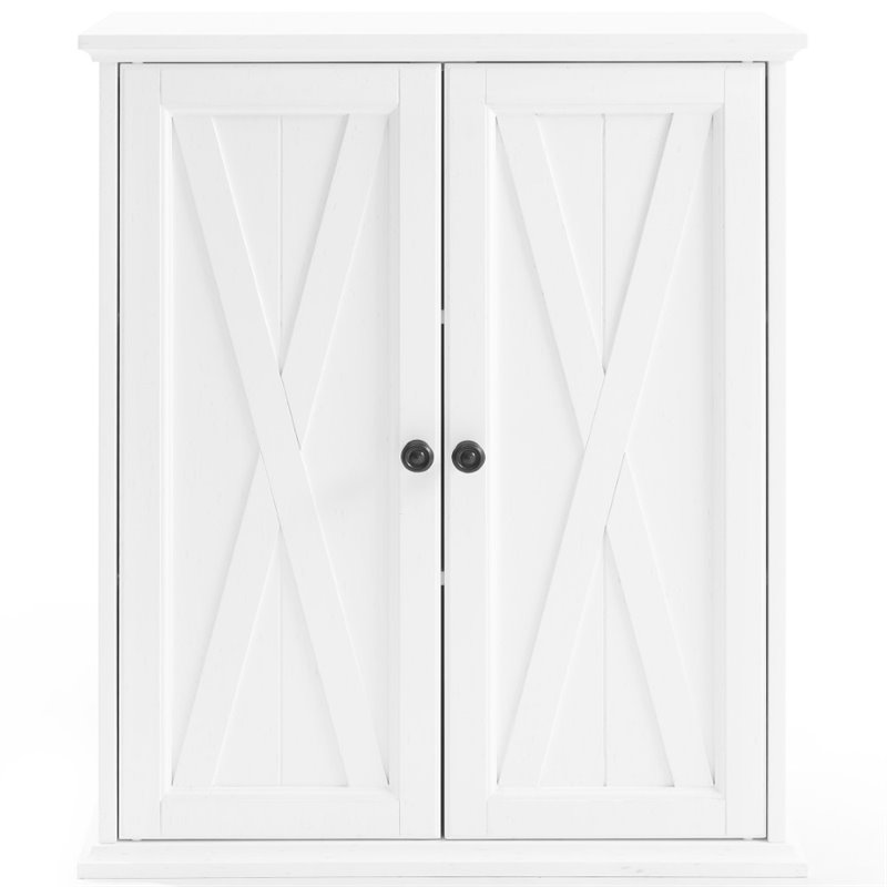 Crosley Furniture Clifton Wood 2 Door Stackable Pantry in Distressed White