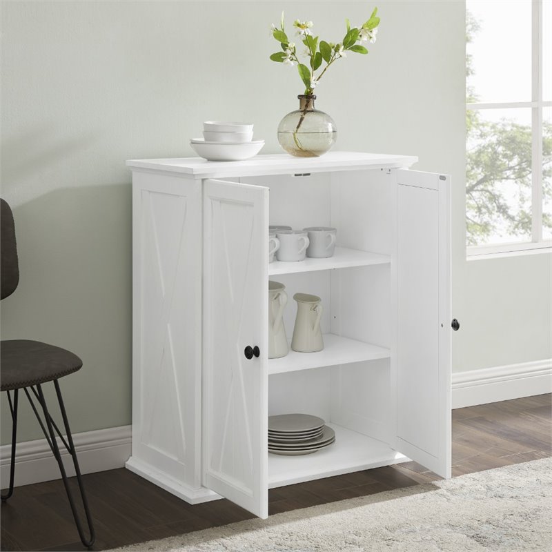 Crosley Furniture Clifton Wood 2 Door Stackable Pantry in Distressed White