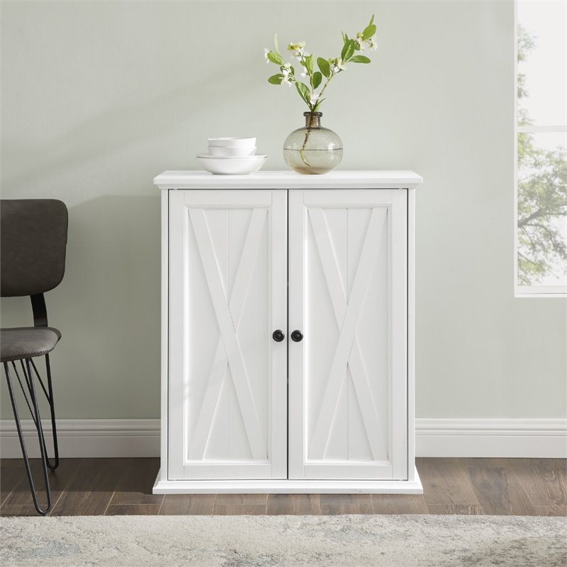 Crosley Furniture Clifton Wood 2 Door Stackable Pantry in Distressed White