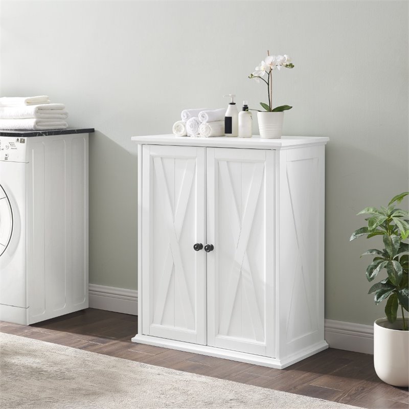 Crosley Furniture Clifton Wood 2 Door Stackable Pantry in Distressed White