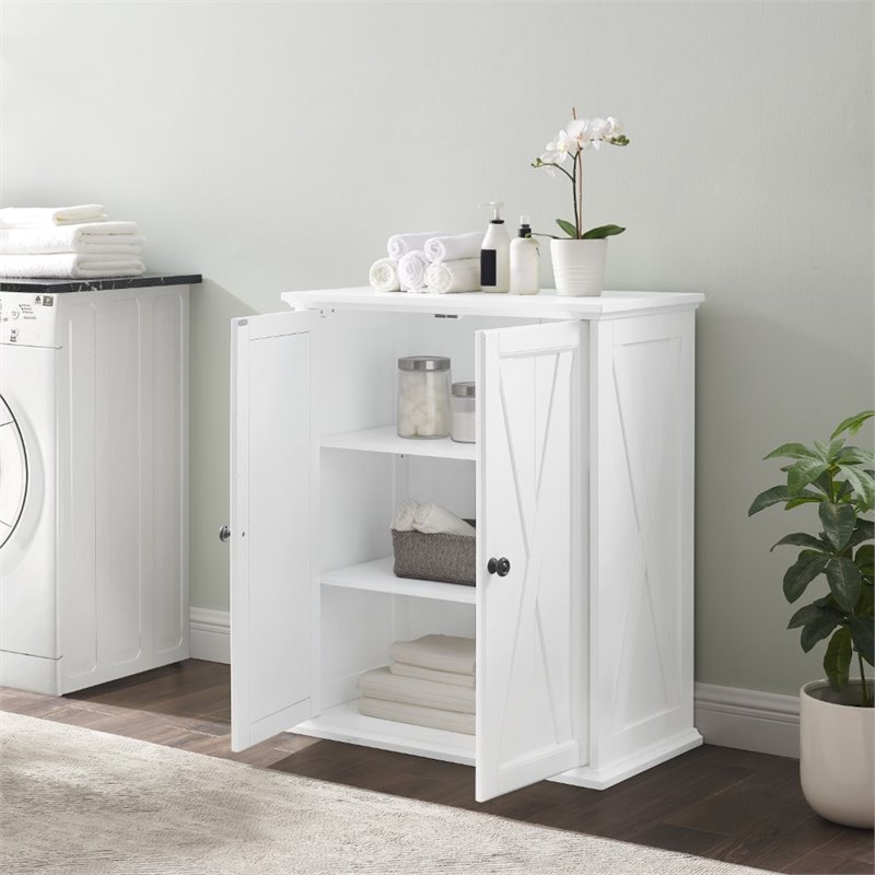 Crosley Furniture Clifton Wood 2 Door Stackable Pantry in Distressed White