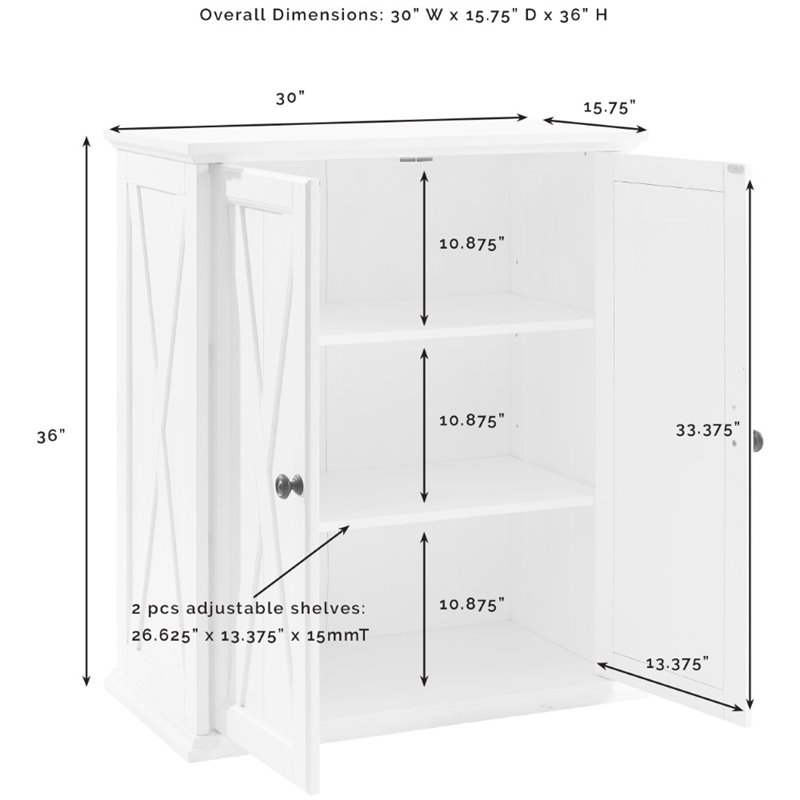 Crosley Furniture Clifton Wood 2 Door Stackable Pantry in Distressed White