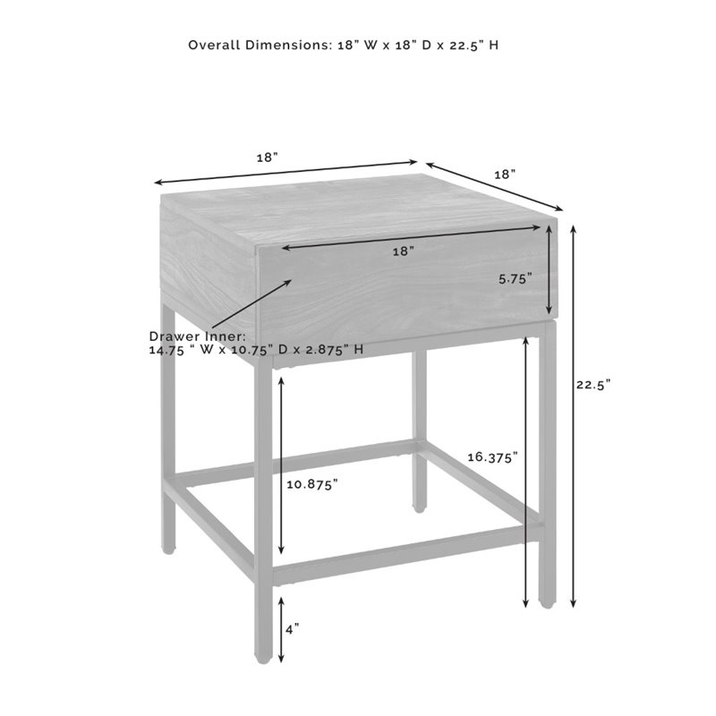 Crosley Jacobsen 1 Drawer End Table in Brown Ash