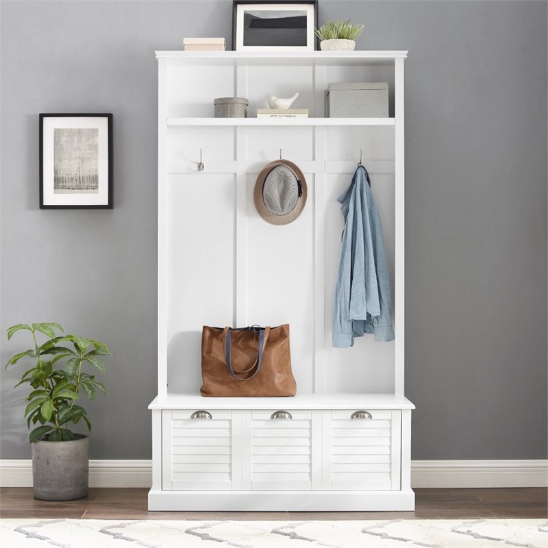 Crosley Furniture Ellison MDF Wood/Birch Veneer Hall Tree in White