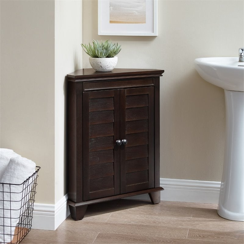 Crosley Furniture Lydia Wood 2 Door Corner Storage Cabinet in Espresso