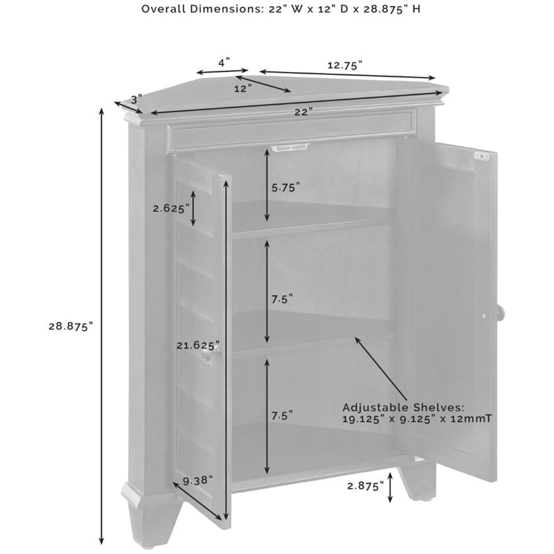 Crosley Furniture Lydia Wood 2 Door Corner Storage Cabinet in Espresso