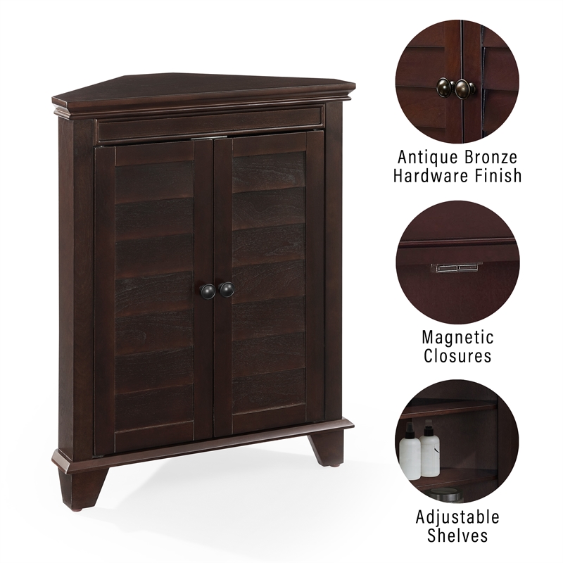 Crosley Furniture Lydia Wood 2 Door Corner Storage Cabinet in Espresso