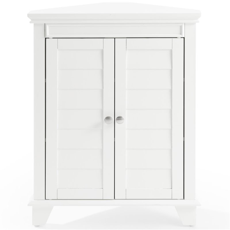 Crosley Furniture Lydia Wood 2 Door Corner Storage Cabinet in White