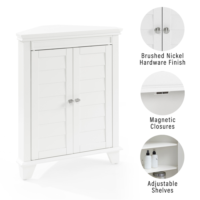 Crosley Furniture Lydia Wood 2 Door Corner Storage Cabinet in White