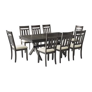 Crosley Furniture Hayden 9 Piece Wood Dining Set in Slate/Cream