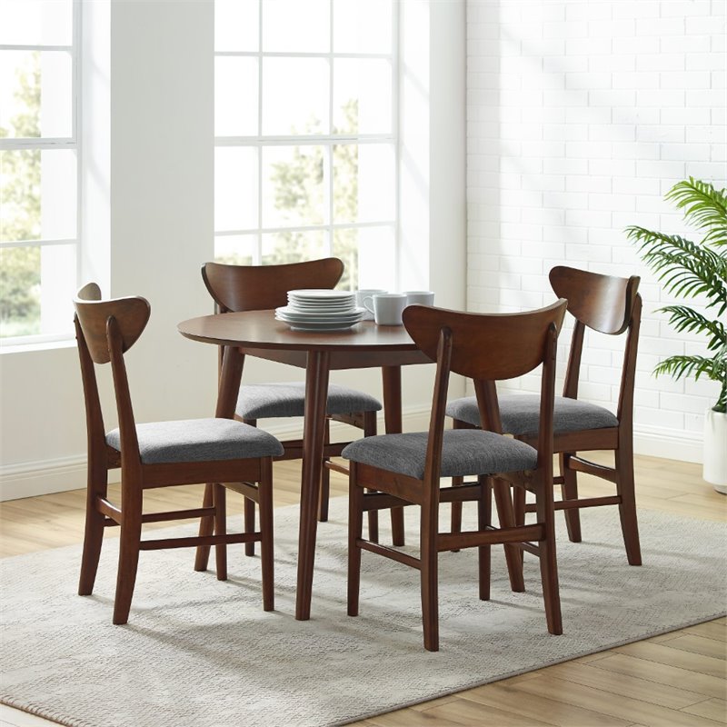 Crosley Furniture Landon 5 Piece Wood Round Dining Set in Mahogany