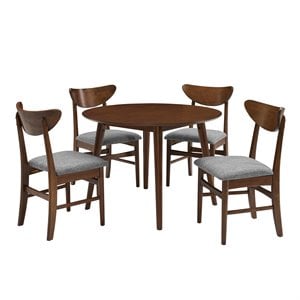 Crosley Furniture Landon 5 Piece Wood Round Dining Set in Mahogany