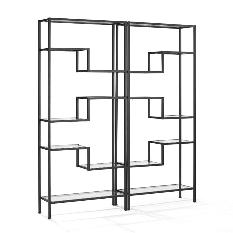 Crosley Furniture Sloane Metal Etagere in Matte Black (Set of 2)
