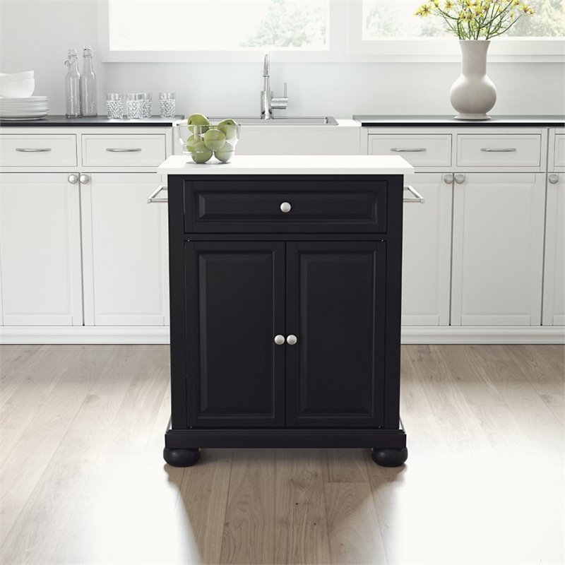 Crosley Furniture Alexandria Wood Portable Kitchen Island in Matte Black
