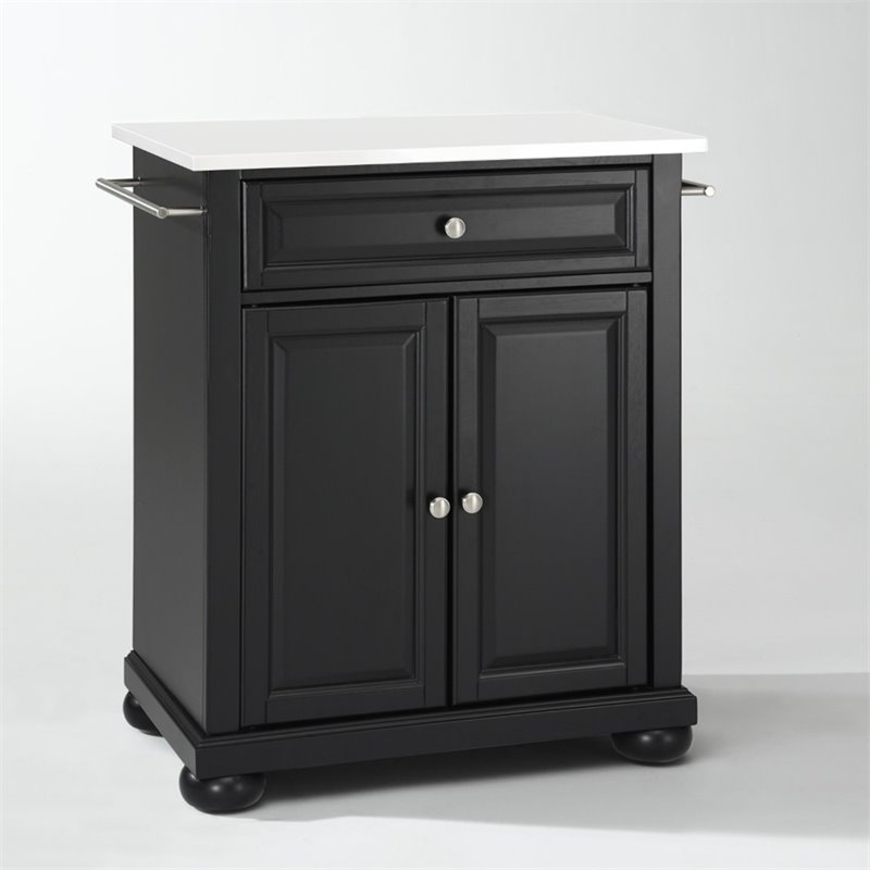 Crosley Furniture Alexandria Wood Portable Kitchen Island in Matte Black