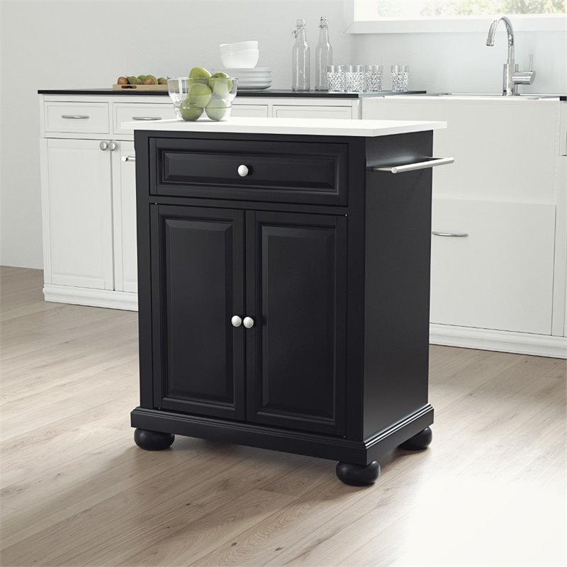 Crosley Furniture Alexandria Wood Portable Kitchen Island in Matte Black
