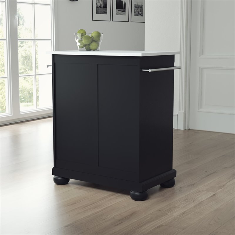 Crosley Furniture Alexandria Wood Portable Kitchen Island in Matte Black