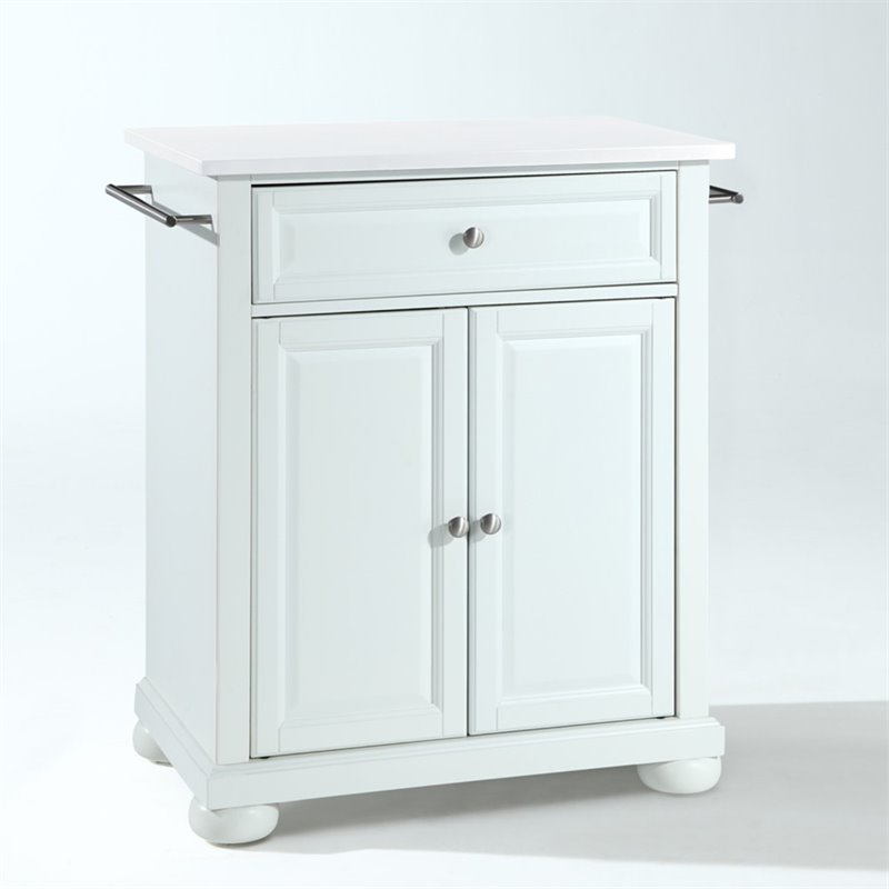 Crosley Furniture Alexandria Wood Granite Top Portable Kitchen Island in White