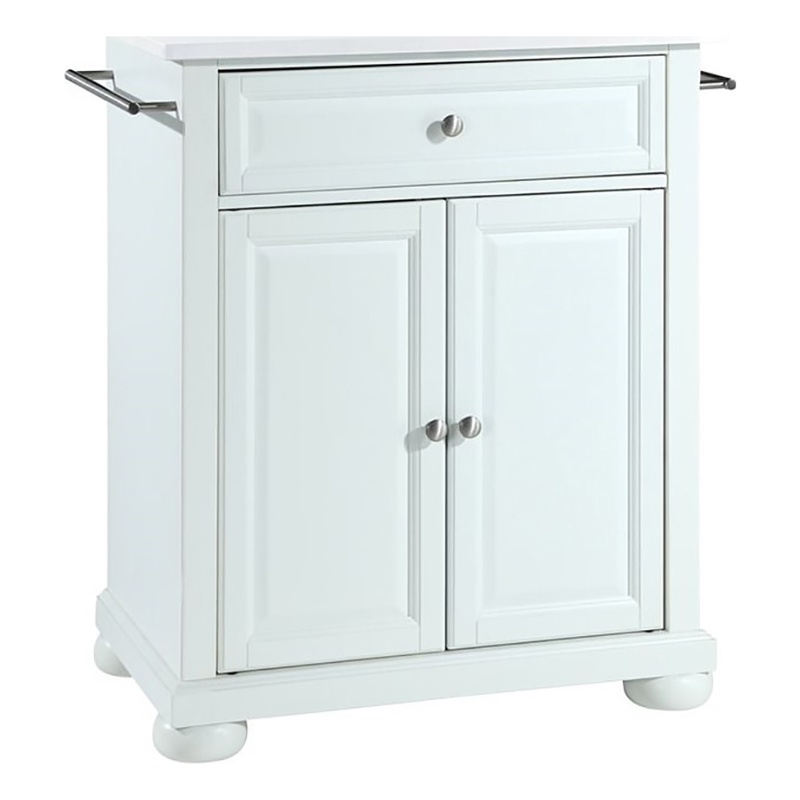 Crosley Furniture Alexandria Wood Granite Top Portable Kitchen Island in White