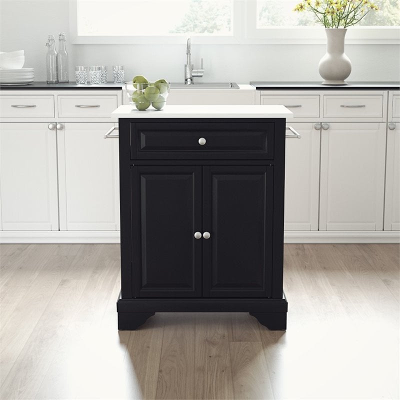 Crosley Furniture Lafayette Wood Portable Kitchen Island in Matte Black