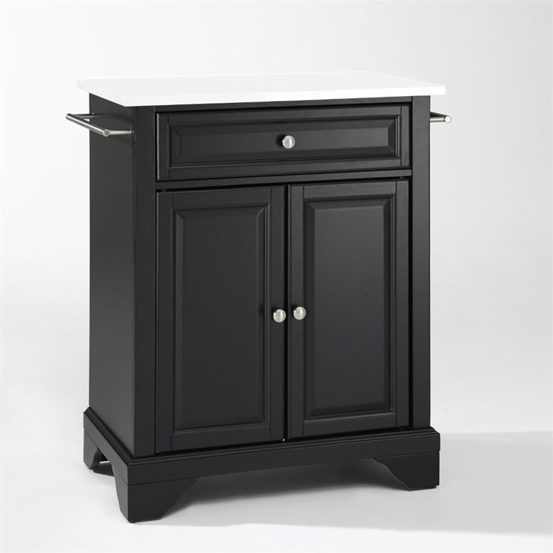 Crosley Furniture Lafayette Wood Portable Kitchen Island in Matte Black