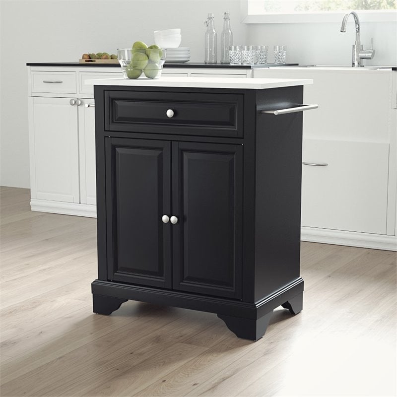Crosley Furniture Lafayette Wood Portable Kitchen Island in Matte Black