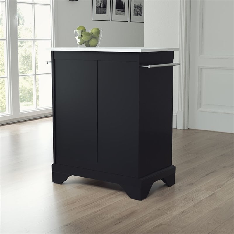 Crosley Furniture Lafayette Wood Portable Kitchen Island in Matte Black