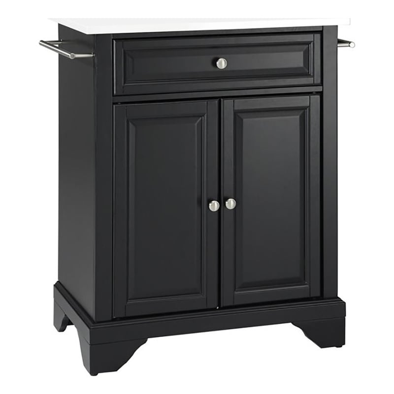 Crosley Furniture Lafayette Wood Portable Kitchen Island in Matte Black