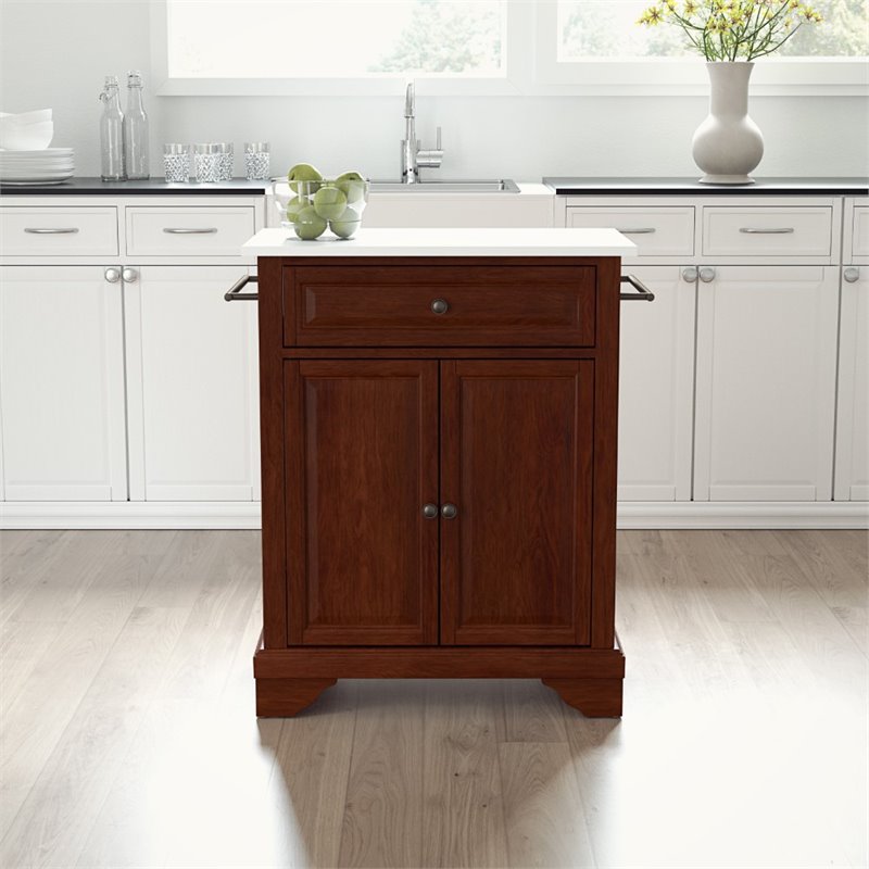 Crosley Furniture Lafayette Wood Granite Top Portable Kitchen Island in Mahogany