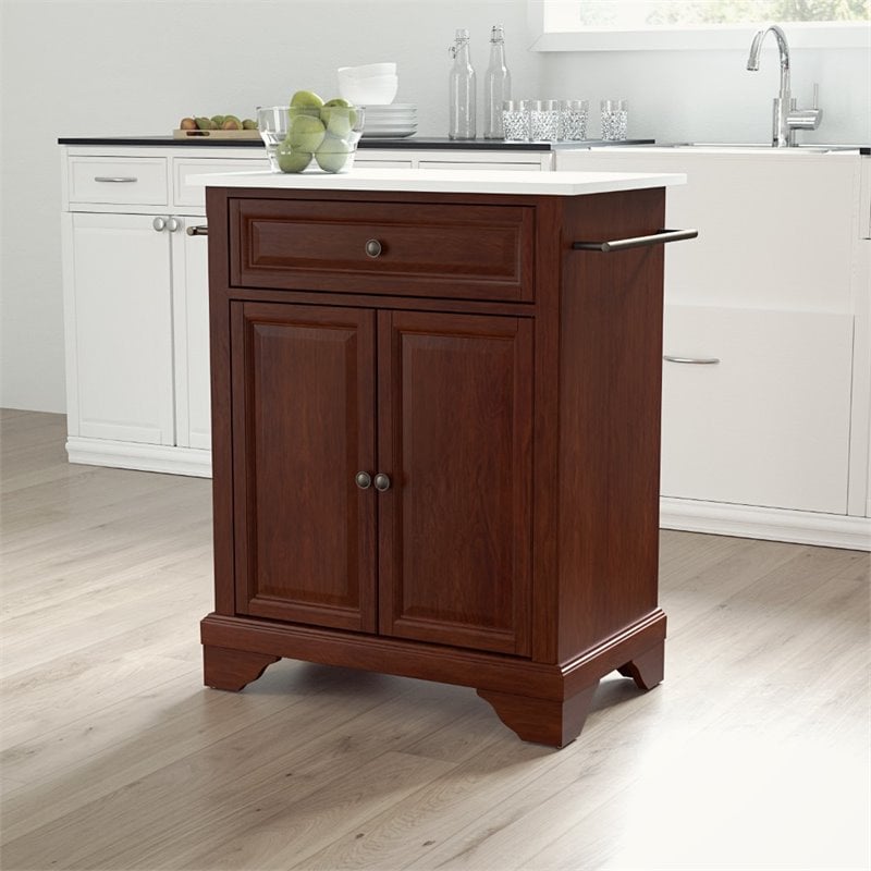Crosley Furniture Lafayette Wood Granite Top Portable Kitchen Island in Mahogany