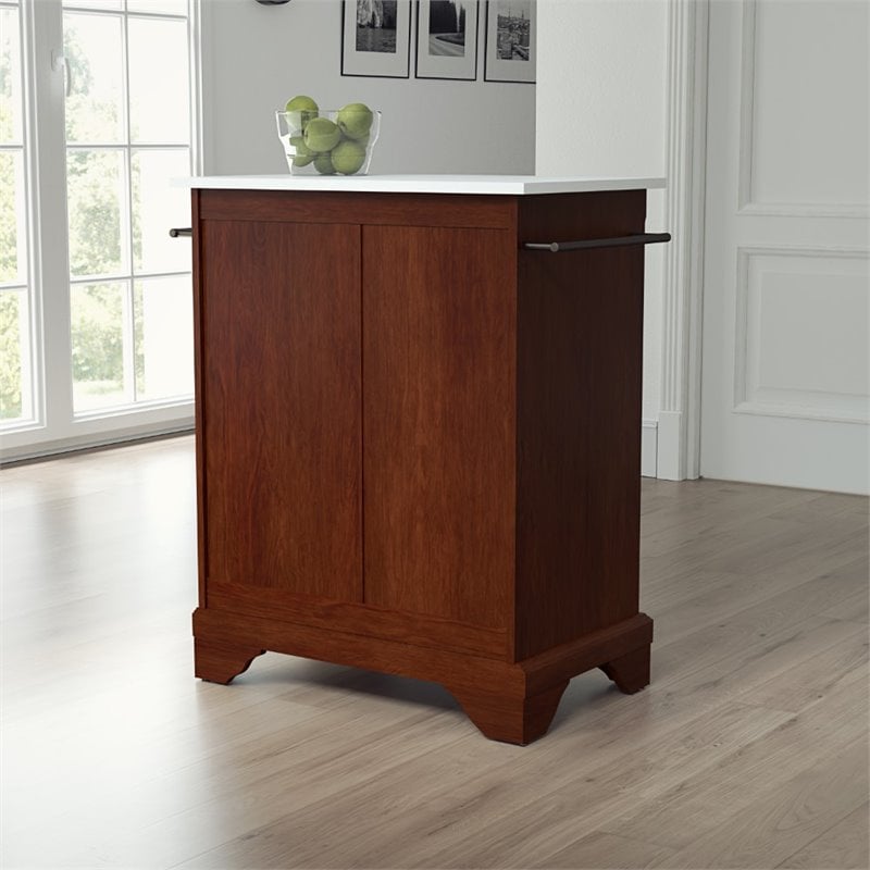 Crosley Furniture Lafayette Wood Granite Top Portable Kitchen Island in Mahogany