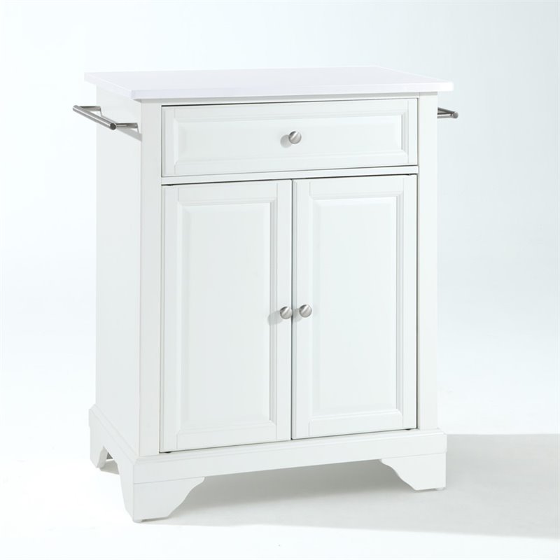 Crosley Furniture Lafayette Wood Granite Top Portable Kitchen Island in White