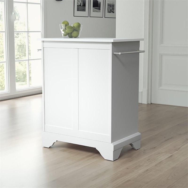 Crosley Furniture Lafayette Wood Granite Top Portable Kitchen Island in White