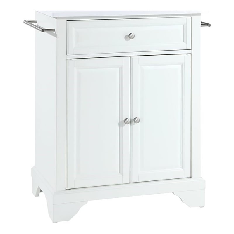 Crosley Furniture Lafayette Wood Granite Top Portable Kitchen Island in White