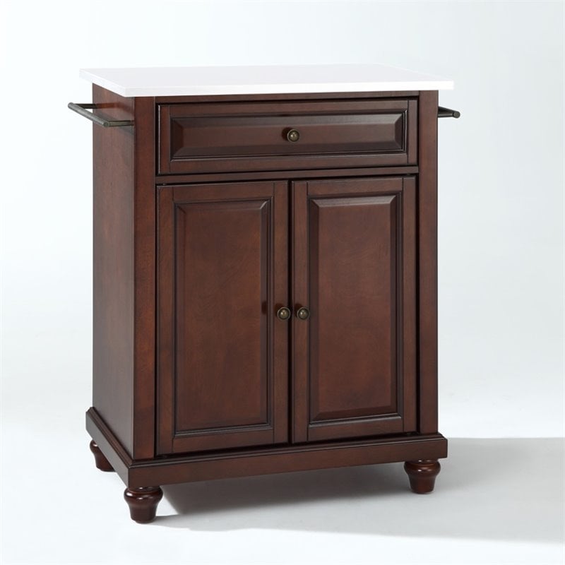Crosley Furniture Cambridge Wood Granite Top Portable Kitchen Island in Mahogany