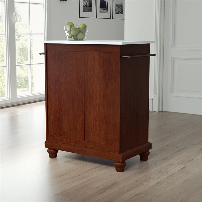 Crosley Furniture Cambridge Wood Granite Top Portable Kitchen Island in Mahogany